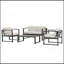 4 PC CHAT SET, BLACK FINISH WITH BEIGE CUSHION