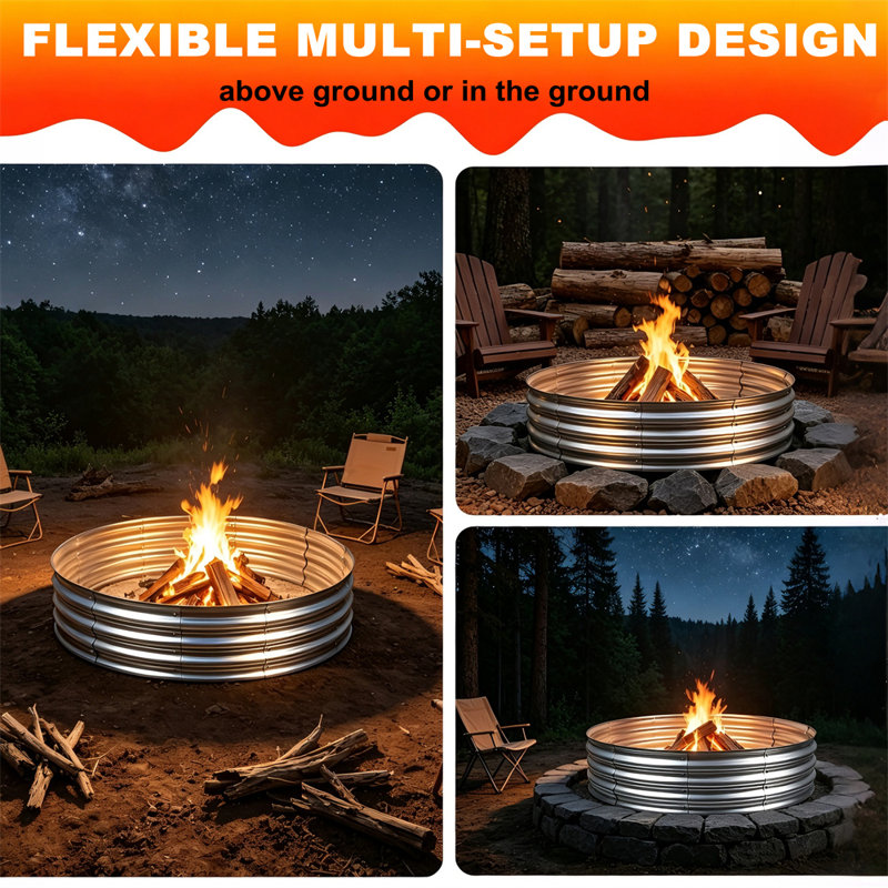 4FT Galvanized Steel Fire Pit Ring
