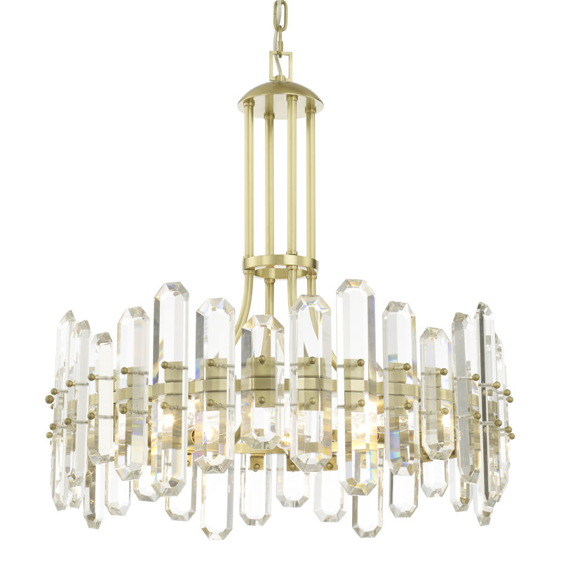 Demitrius Dimmable Drum Chandelier, 8, Aged Brass