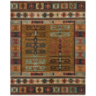 Bakke Wool Southwestern Area Rug in Brown