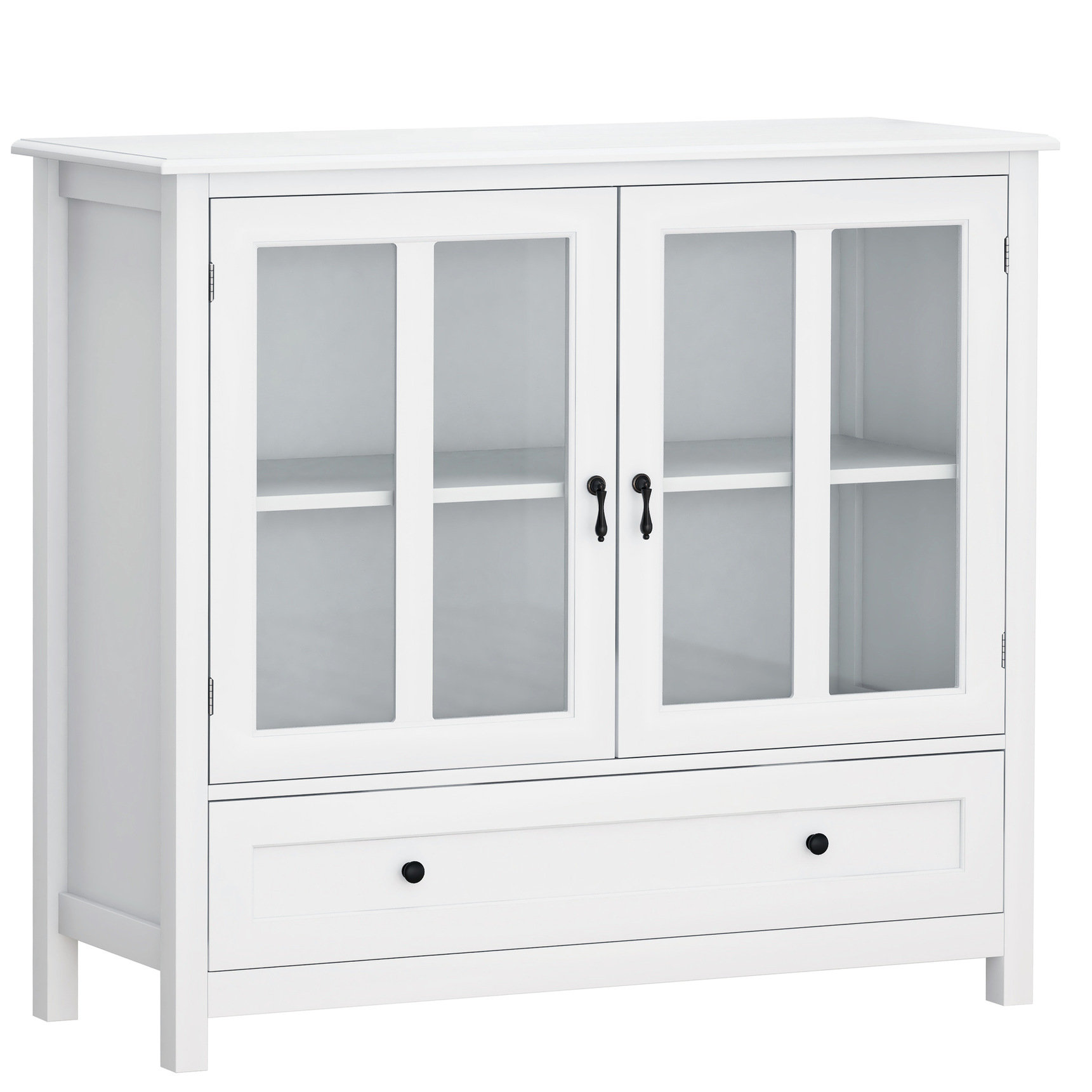 Winston Porter White Buffet Storage Cabinet With Lacquer Finish And ...