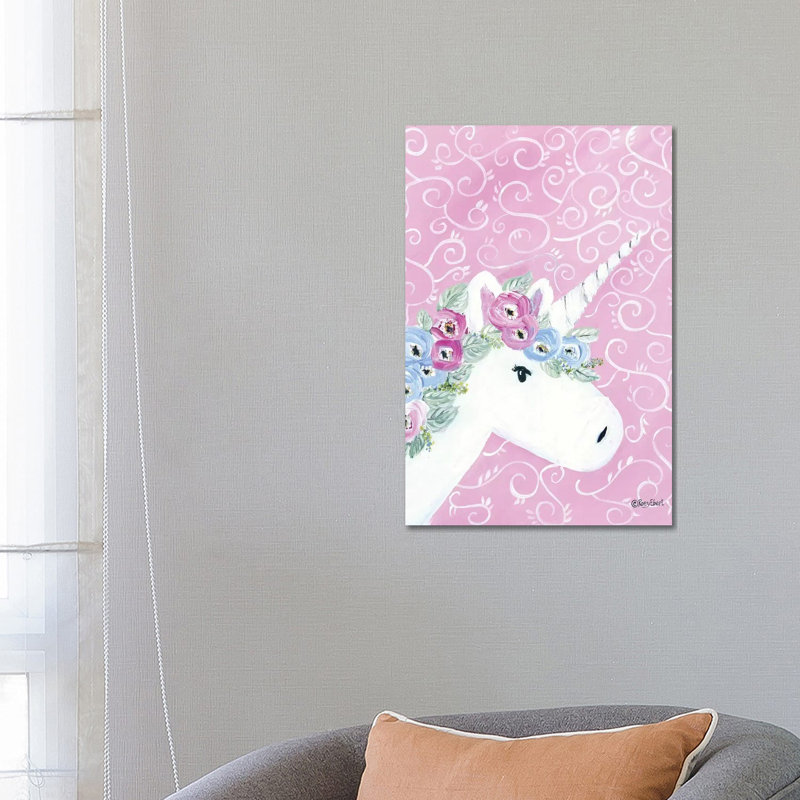 Floral Unicorn II by Roey Ebert - Painting on Canvas, Wrapped Canvas, 66.04cm H x 45.72cm W x 3.81cm D