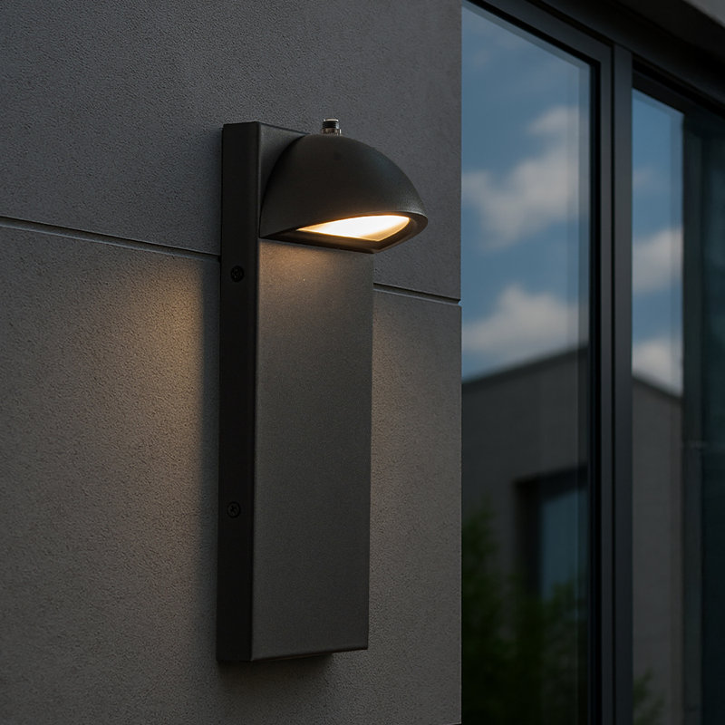 1 Light H11 In. Modern Outdoor Integrated Led Wall Light With Dusk-to-dawn Sensor Minimalist Lines Black Exterior Sconce With Frosted Glass For Entryway Porch