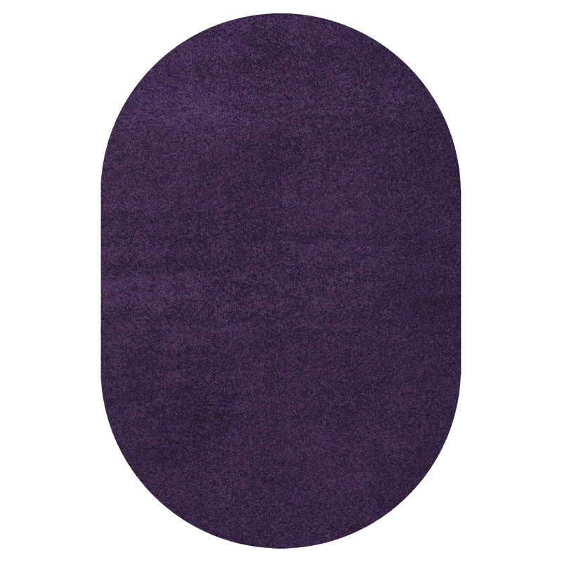Tapis mauve à poils courts Athaniel, Ovale 3 pi x 5 pi