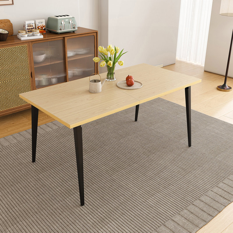 Table de salle à manger moderne 63 po avec plateau en bois stratifié et pieds en fer antirouille pour 6 à 8 personnes