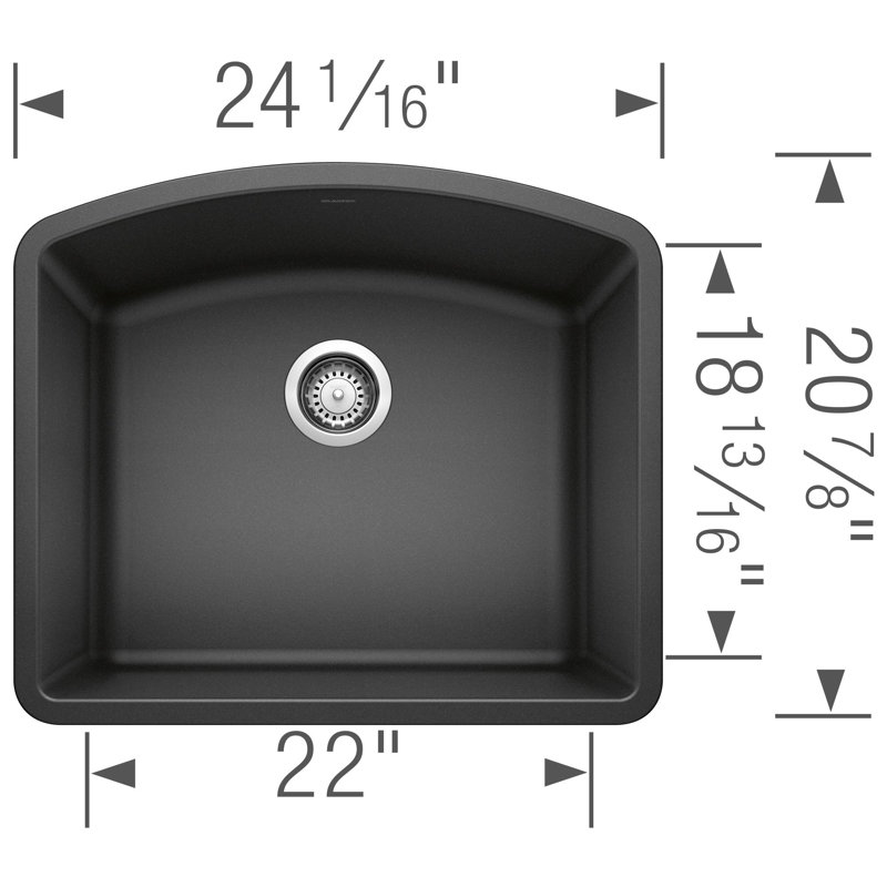 Diamond Silgranit 24" Single Bowl Undermount Kitchen Sink - Anthracite, Anthracite