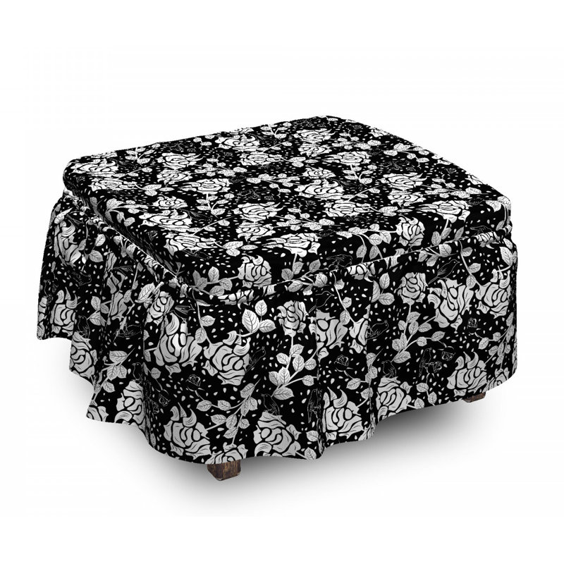 Housse pour repose-pieds rose fleuries et oiseaux
