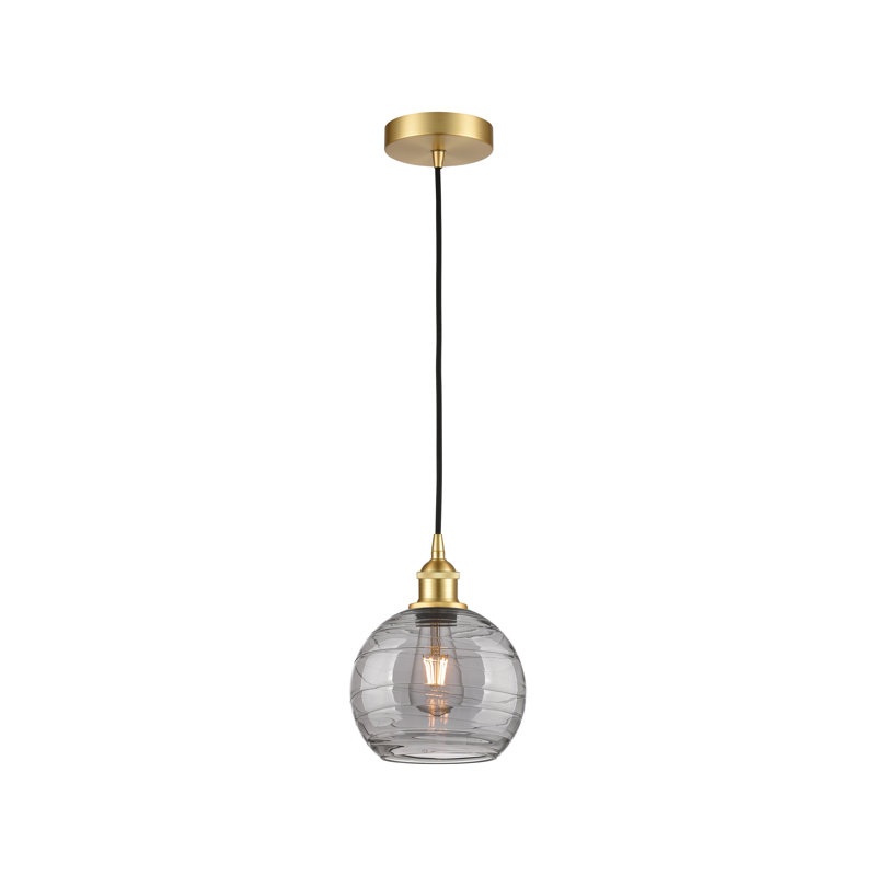 1 - Light Single Globle Pendant, Satin Gold, 13.38" H x 12" W x 12" D, Light Smoke