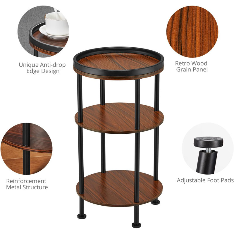 Small 3-tier Round Side Table Cherry