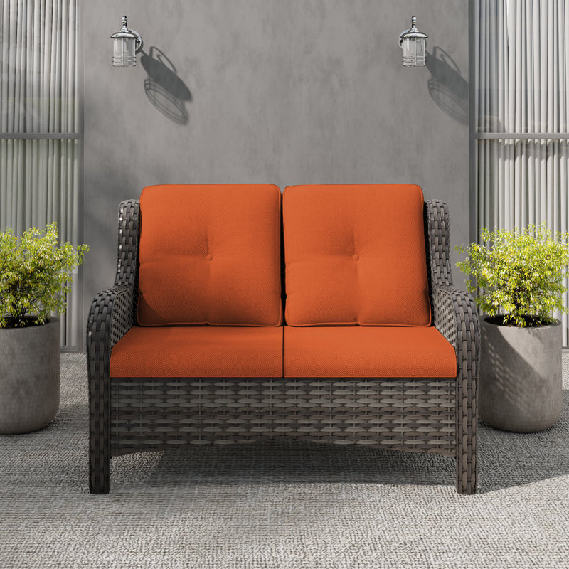 Causeuse d'extérieur Pe Wicker - Siège d'extérieur élégant et confortable, Orange