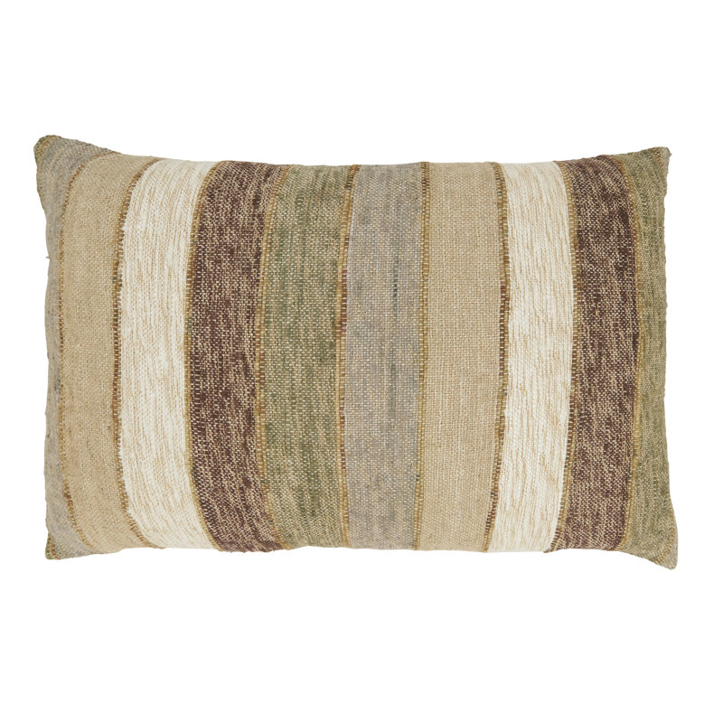 Coussin décoratif en coton à rayures Abelia, H 16 po x l 24 po, Duvet, Rectangulaire