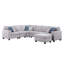 125 po, gris, lin, 7 pièces, canapé modulaire en forme de L, porte-gobelets, pièces modulaires, profondeur du siège, hauteur du dossier, sièges rembourrés en mousse, conception réversible, coussins décoratifs, ressorts ensachés