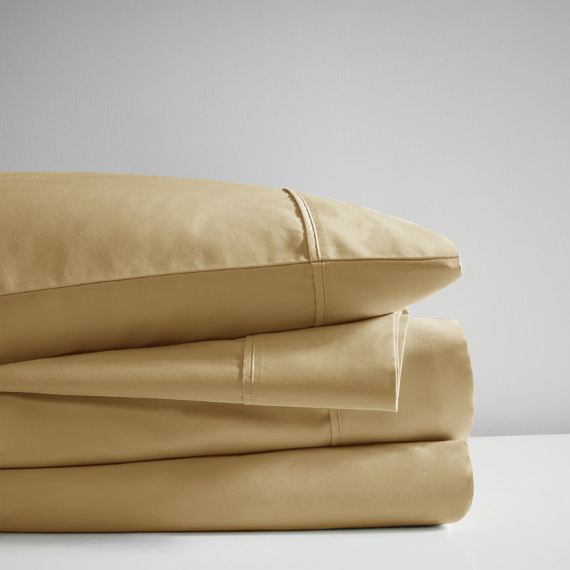 Gold Pima Cotton Sateen Split King Sheet Set