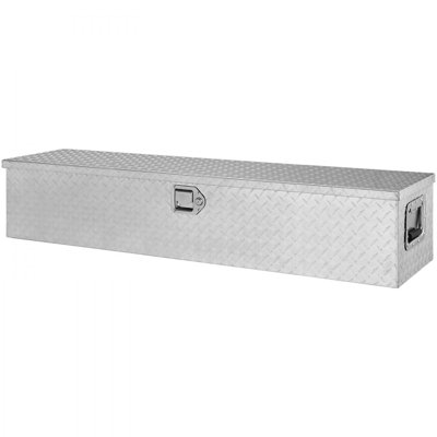 Boîte à outils robuste pour lit de camion en aluminium, boîte à outils en forme de losange avec poignée latérale et clés de verrouillage, coffre de rangement pour coffre à outils, caisse de camion, véhicule récréatif, remorque, 48 po x 15 po x 
