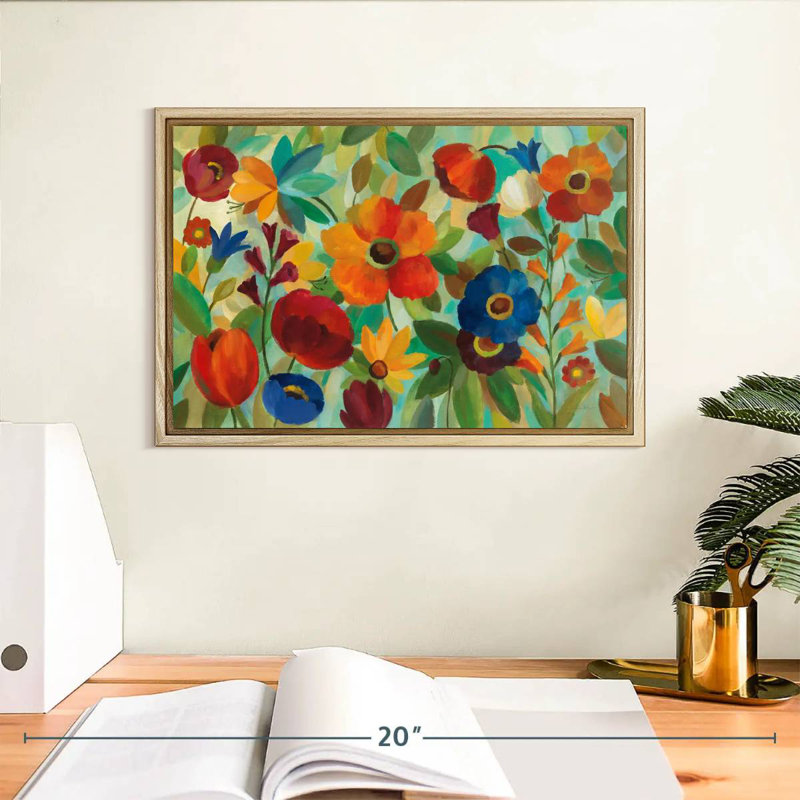 Été floral III, Cadre flottant en bois naturel, 13 po x 9 po