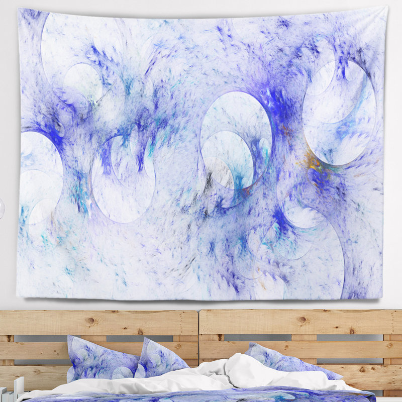 Tapisserie abstraite à texture fractale en verre bleu clair, H 78 po x l 92 po
