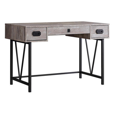 Bureau d'ordinateur, bureau personnel, ordinateur portable, tiroirs de rangement, l 48 po, bureau, stratifié beige, métal noir, transitionnel