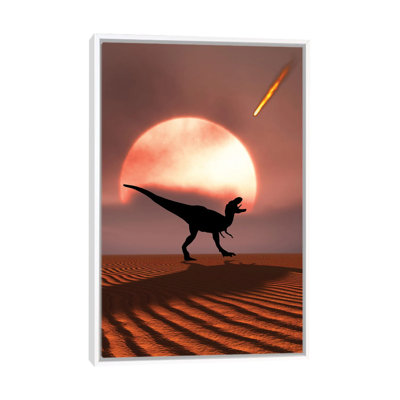 A Lone T-Rex Watches A Falling Asteroid That Will Bring About The Extinction Of All Dinosaurs by Mark Stevenson - Print on Canvas