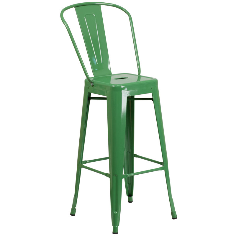 Genece Metal 3-Piece Indoor and Outdoor Bar Set, Green, 41" H x 24" W x 24" L