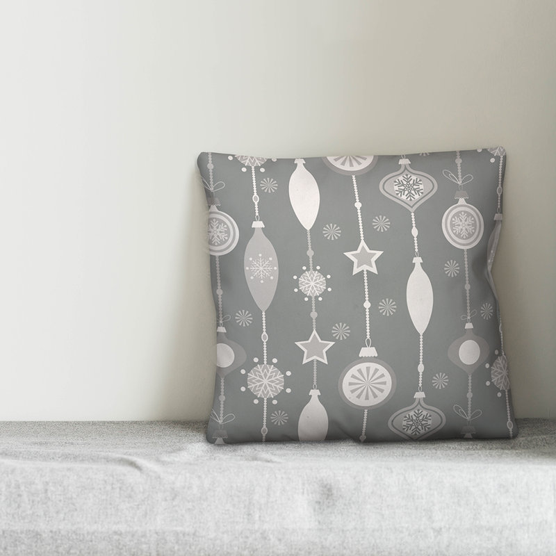  Coussin décoratif Ornament, Gris, 18 po x 18 po, Housse de coussin seulement - sans coussin