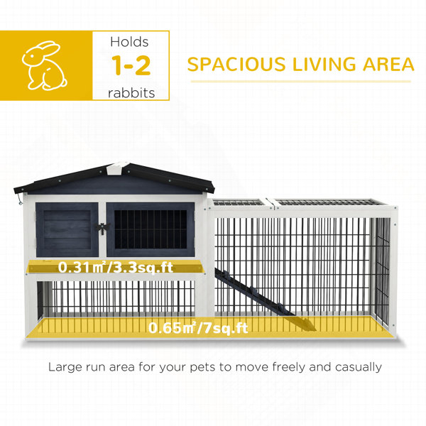 Walton 2 Levels Outdoor Rabbit Hutch With Openable To, 59