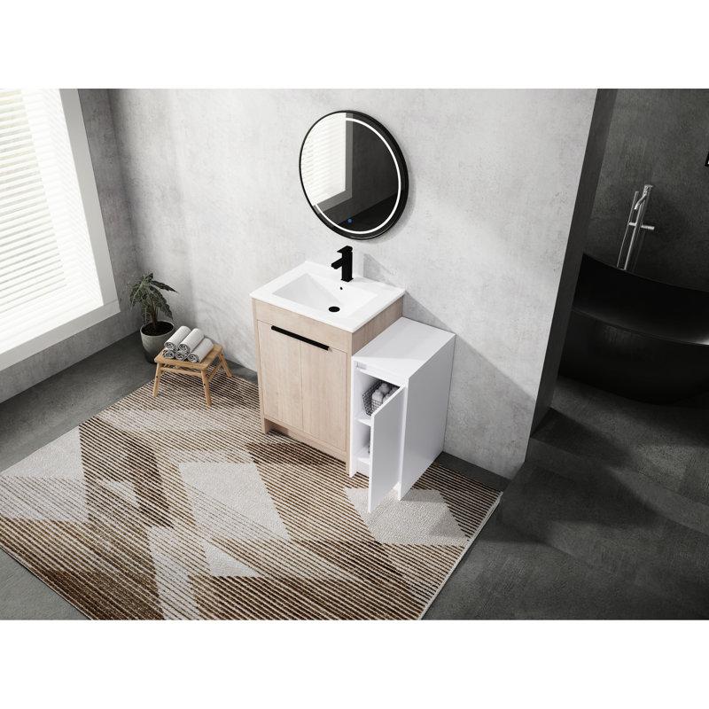 Meuble-lavabo de salle de bain 36 po avec porte et meuble-lavabo de 36 po de style contemporain en céramique et rangement
