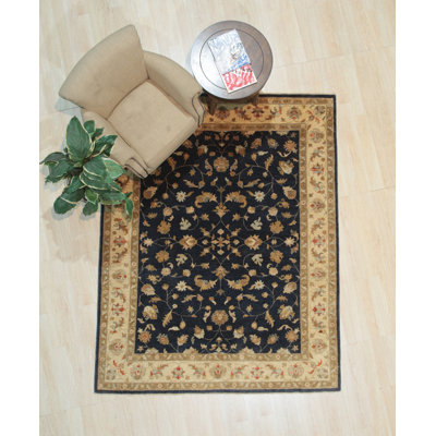 Navy Hand Knotted Wool Traditional Oriental Area Rug
