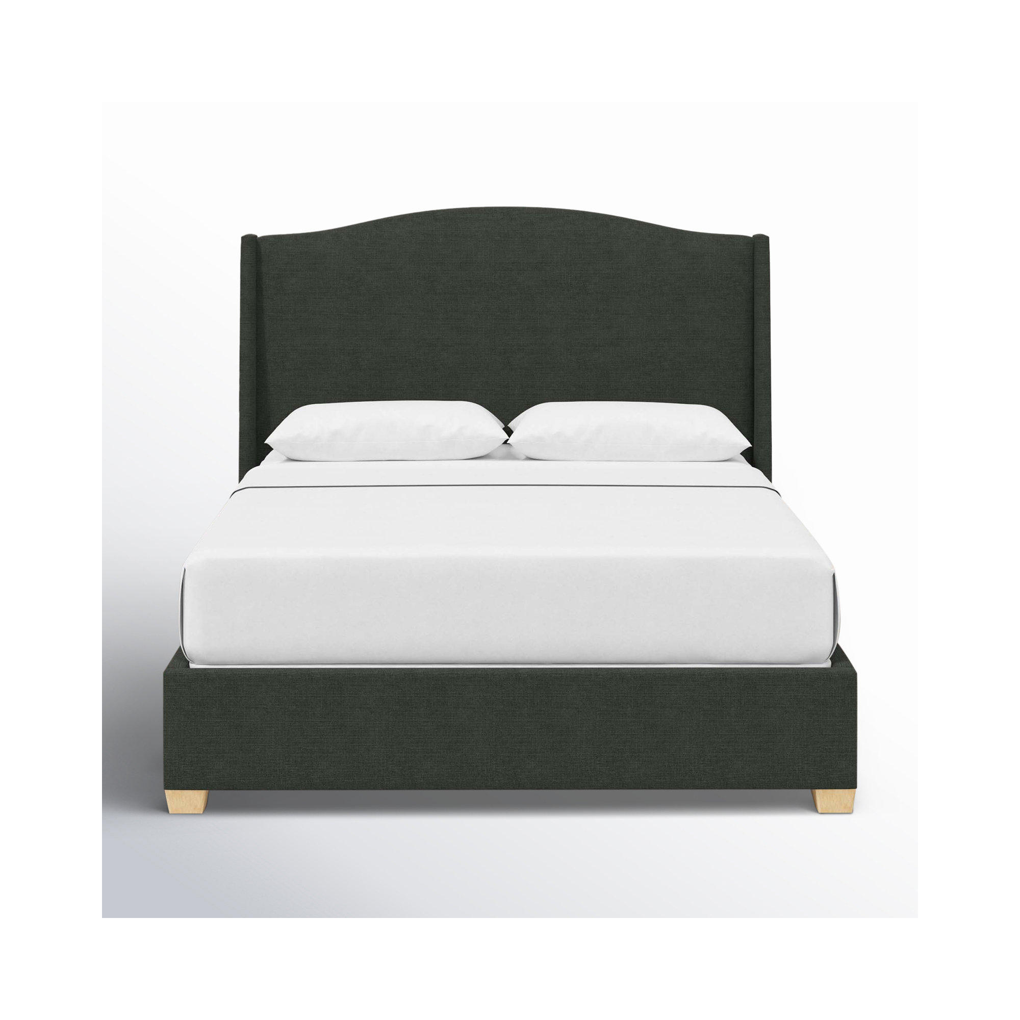 Allis Upholstered Wingback Bed, Classic Black Linen, Twin