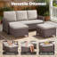 Ensemble de conversation 6 pièces en osier avec fauteuils et repose-pieds-1104175943