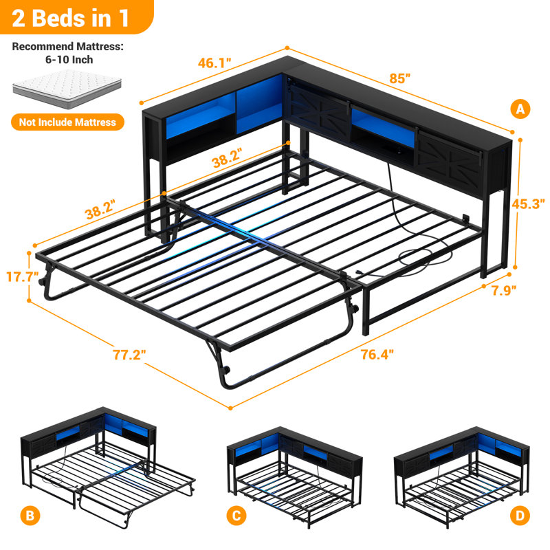 Corner Twin Daybed, Black