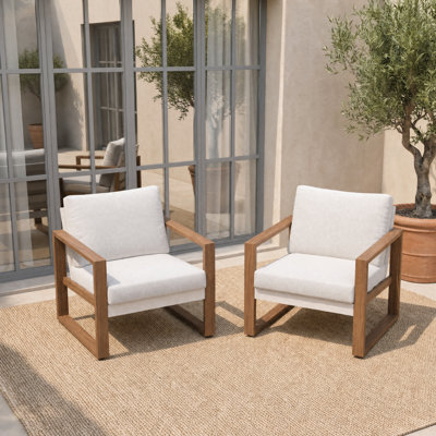 Arunas Aluminum Patio Armchair With Cushions, Set Of 2