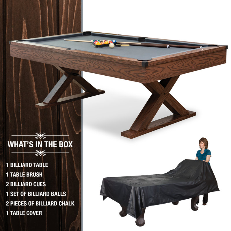 Dunhill 87-Inch Rustic Wood Pool Table with Accessories