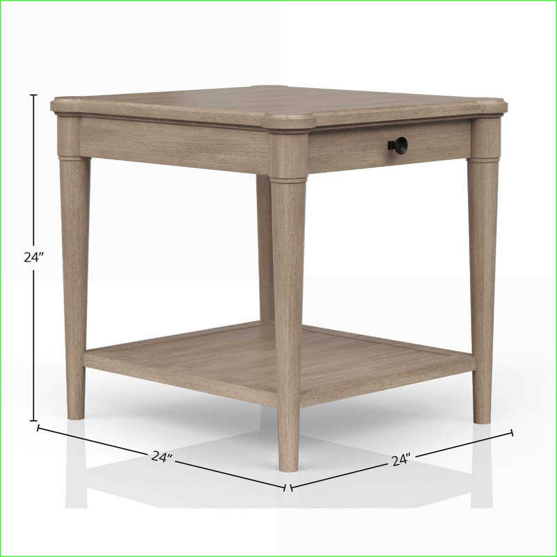 Table basse transitionnelle décontractée à finition sable avec tablette de rangement et tiroir pour le salon, Beige