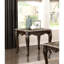Table de bout en marbre de luxe traditionnelle formelle de 1 pièce avec finition cerisier et garniture dorée, forme rectangulaire, pied classique, détails en faux bois de style assemblage simple, requis