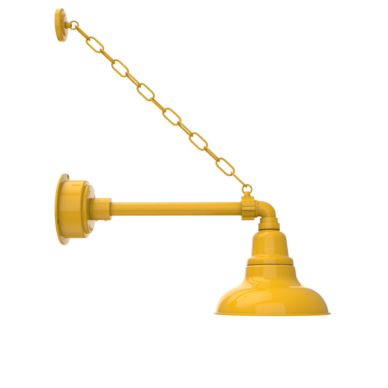 Luminaire de grange d'extérieur à DEL Adesh, H 18 po x l 8 po x P 23 po, Jaune