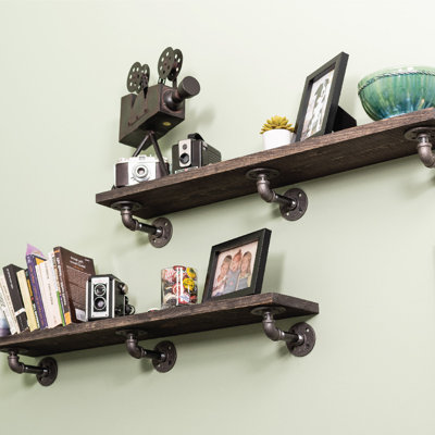 Hibbell 2 Piece Solid Wood Bracket Shelf