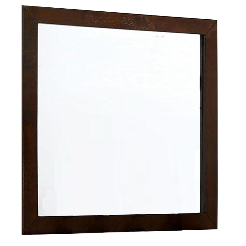 Miroir de commode Ryla, cadre carré de 38 pouces, bois massif de ferme, Verticale, Cerise foncée