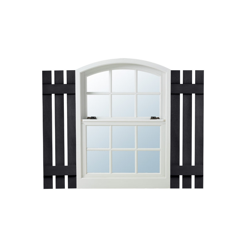 Alpha Black Vinyl Spaced Exterior Shutters, 31" x 12" (Set of 2)
