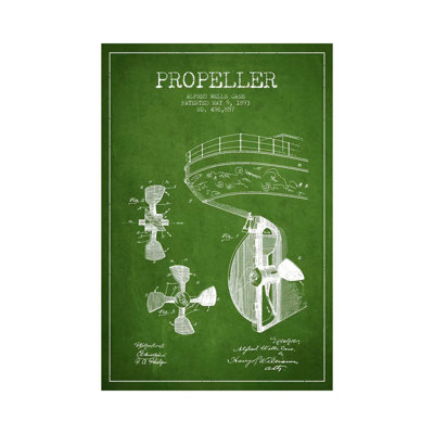 Propeller Green Patent Blueprint by Aged Pixel - Gallery-Wrapped Canvas Giclée on Canvas