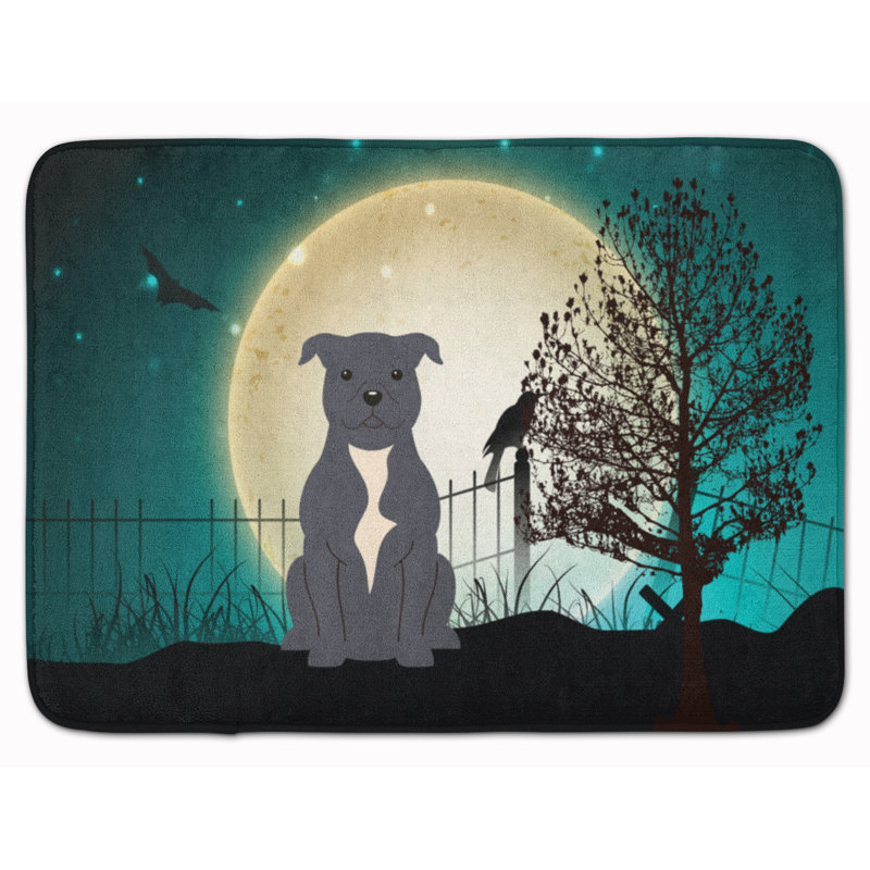 Tapis pour salle de bain en mousse à mémoire de forme terrier Eila, Bleu