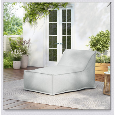 Perry Outdoor Bean Bag Lounge Chair, Light Gray, Water-Repellent And Stain-Resistant For Indoor And Outdoor Use