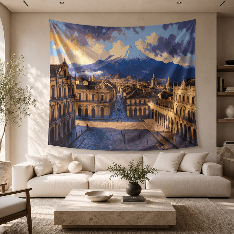 Tapisserie «Cities» Quito, Équateur, 26 po x 36 po