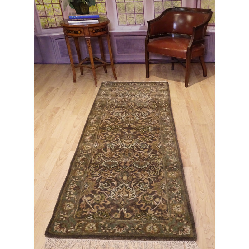 Tapis brun en laine touffeté à la main Mastropietro, Tapis de couloir 2 pi 6 po x 8 pi