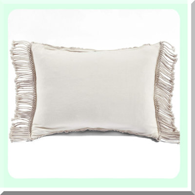 Neutral Chevron Macrame Decorative Throw Pillow Cover - Rectangle Pillow Cover for Bed, Couch, Chair - Stylish Home Decor Accent
