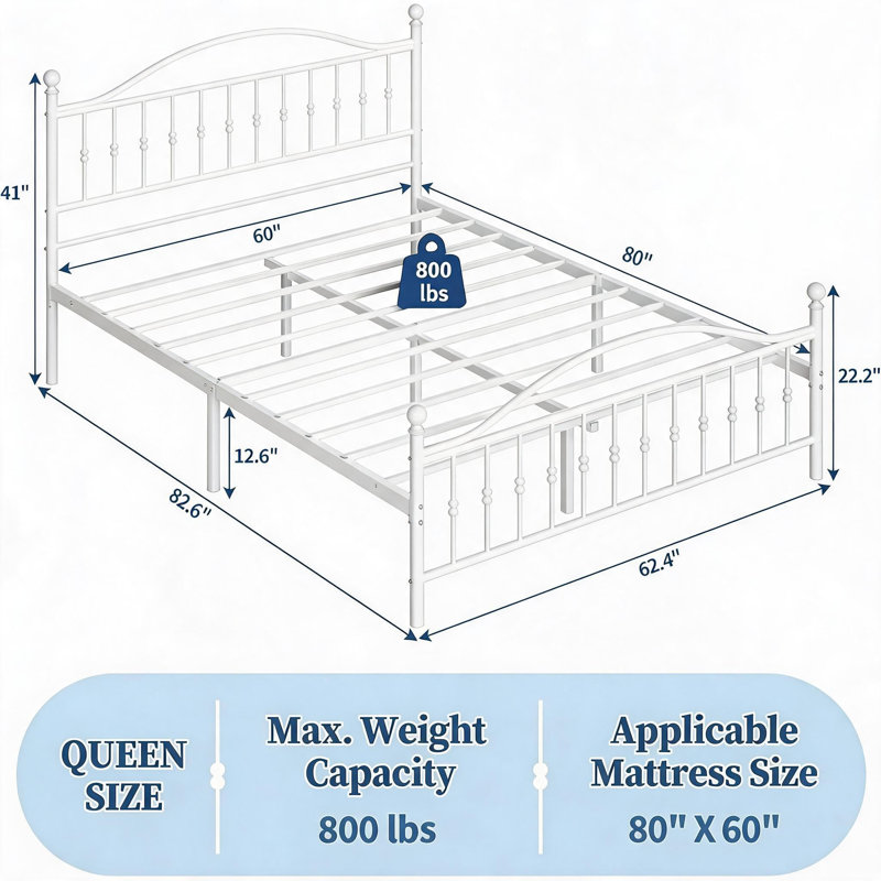 Metal Bed Frame, Queen Platform Bed Frame for Storage