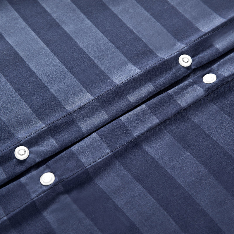 Microfiber Striped Bedding with Pillowcases, Double Duvet Cover + 2 Standard Pillowcases, Navy