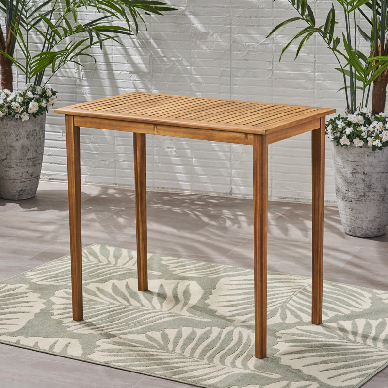 Table de bar d'extérieur minimaliste en bois d'acacia, Teak