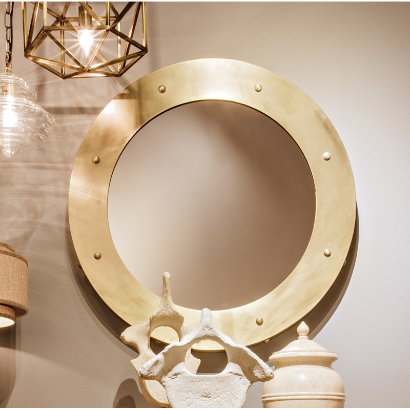 Clay Metal Wall Mirror, 36" H x 36" W, Brass
