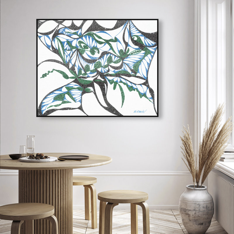 Manuel Roman - Swirling Ferns Canvas Abstract Print by Oliver Gal, Black Frame, 20 x 16, 25"H x 31"W, Black Floater Frame