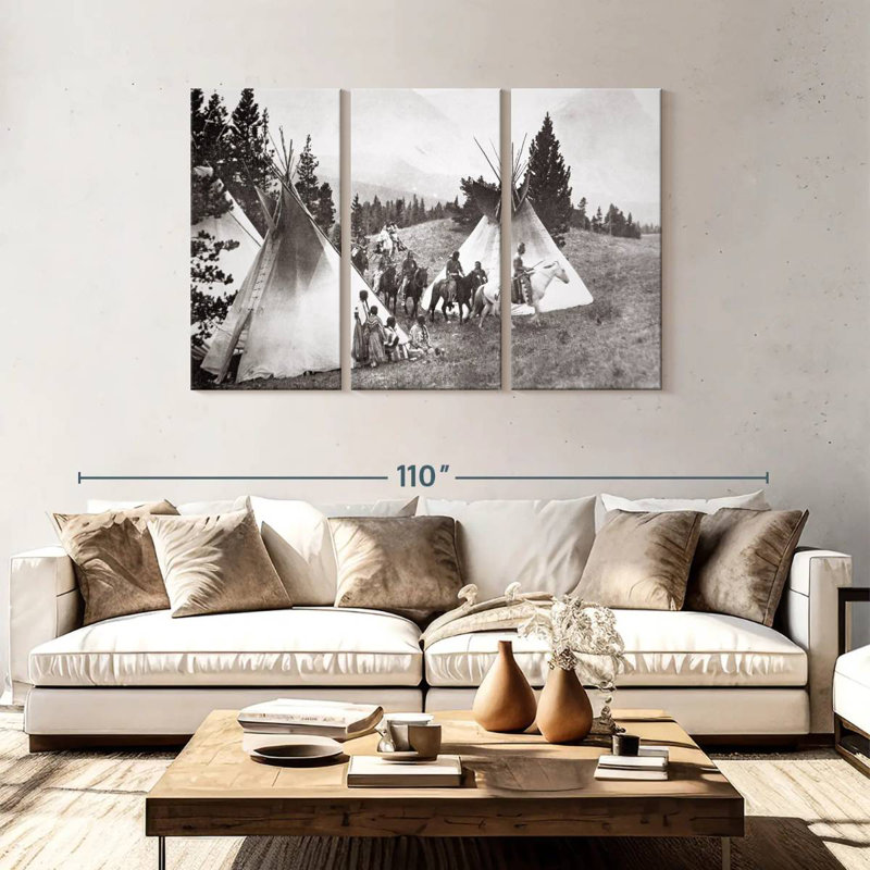 Native American Teepee Camp Montana, 48" H x 74" W